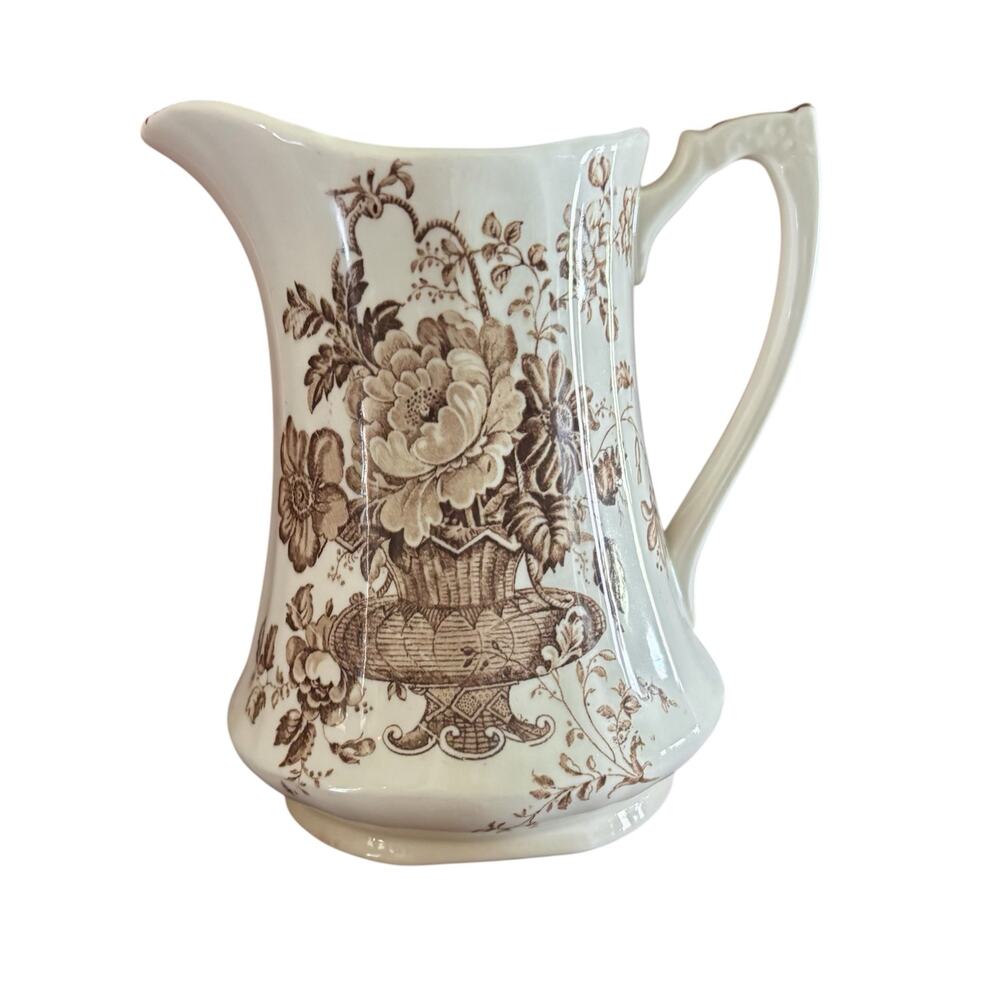 Vintage Alfred Meakin "Charlotte" Brown Transferware Pitcher - 6" Staffordshire